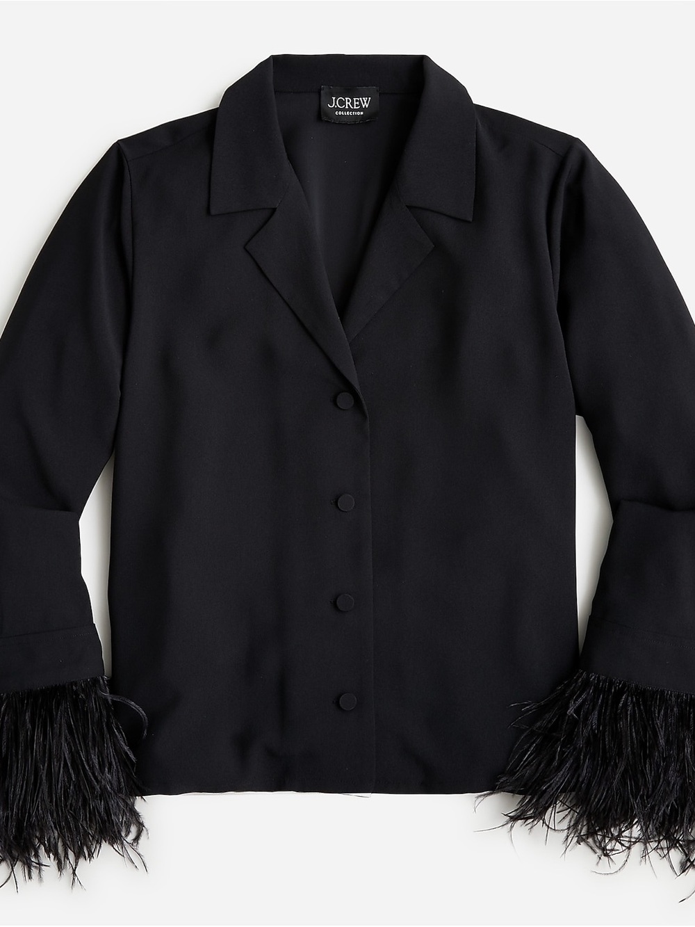 J. Crew Black Feather-Cuff shirt